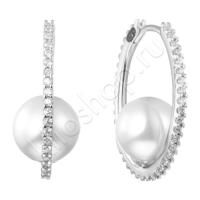Серьги из серебра с фианитами и жемчугом