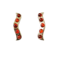 Серьги пусеты из серебра с натуральным янтарем