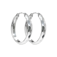 Серьги конго из серебра с алмазной гранью без вставок