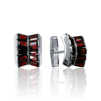 Запонки из серебра с натуральным гранатом