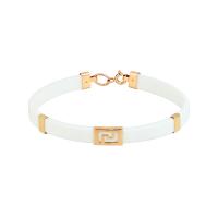 Браслет из белого силикона со вставками из красного золота