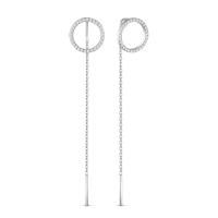 Серьги протяжки из серебра с фианитами