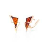 Серьги из золоченого серебра с красным янтарем