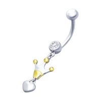 Пирсинг из серебра с позолотой и фианитом