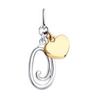 Подвеска Буква О из серебра с позолотой