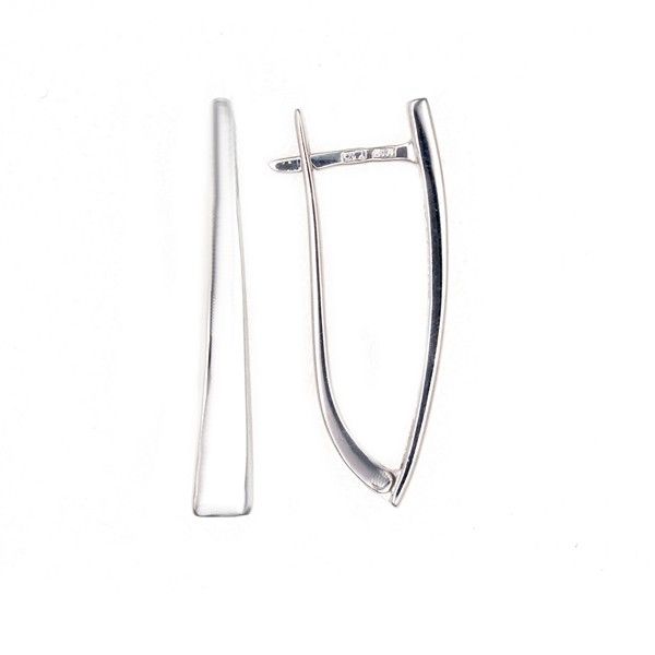Стильные гладкие серьги из серебра