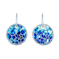 Серьги-трансформеры из серебра с синим янтарем