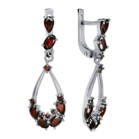 Серьги из серебра с натуральным гранатом