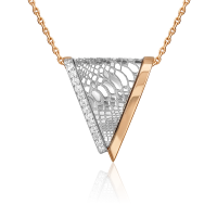 Подвеска бегунок из комбинированного золота с фианитами