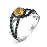Кольцо из серебра с натуральным цитрином и натуральной шпинелью