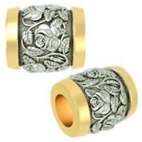 Бусина «РОЗЫ» из серебра с позолотой