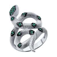 Кольцо Змея из серебра с фианитами