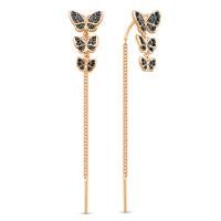 Серьги протяжки из позолоченного серебра со шпинелью