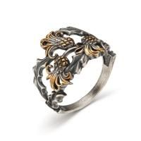 Кольцо Чертополох из комбинированного серебра без вставок