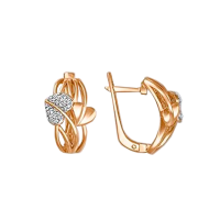 Серьги из красного золота с фианитами