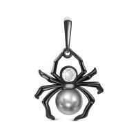 Подвеска Паук из серебра с жемчугом и фианитом