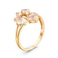 Кольцо из золоченого серебра с розовым кварцем