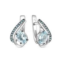 Серьги из серебра с топазом и фианитами