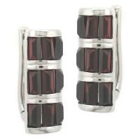 Серьги из серебра с натуральным гранатом