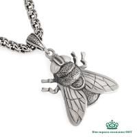 Подвеска Мушка из черненого серебра без вставок