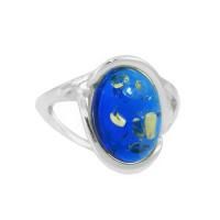 Кольцо из серебра с сапфировым янтарем