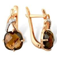 Серьги из красного золота с султанитом г/т и фианитами