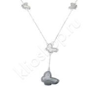 Колье из серебра с перламутром и фианитами