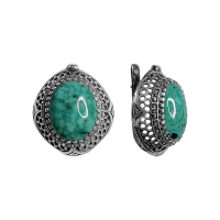 Серьги из черненого серебра с натуральной бирюзой