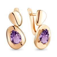 Серьги из позолоченного серебра с аметистом