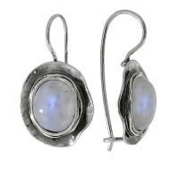 Серьги Den'o из серебра с натуральным лунным камнем