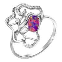 Кольцо из серебра с опалом и фианитами