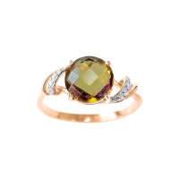 Кольцо из красного золота с султанитом и фианитами