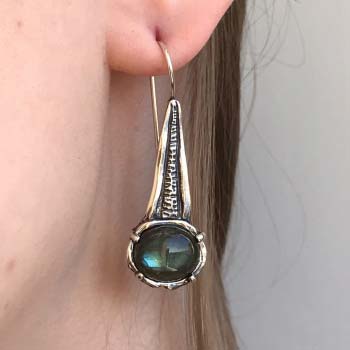 Серьги из серебра с лабрадором