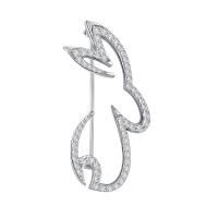 Брошь Зайчик из серебра с фианитами