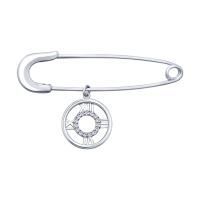 Брошь-булавка из серебра с фианитами (SOKOLOV)