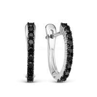 Серебряные серьги с дорожкой из чёрных фианитов