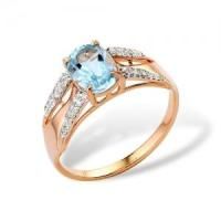 Кольцо из красного золота с топазом и фианитами