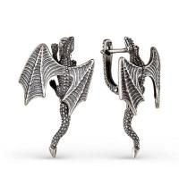 Серьги Драконы из серебра с чернением