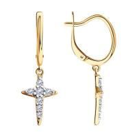 Серьги из серебра с позолотой и фианитами Звезды