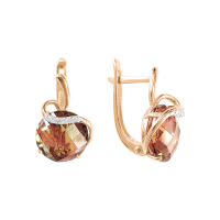 Серьги из красного золота с султанитом и фианитами