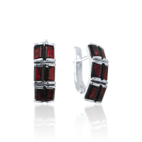 Серьги из серебра с натуральным гранатом (Чехия)