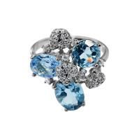 Кольцо из серебра с топазами и фианитами
