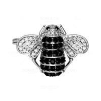 Брошь "мошка" из серебра с фианитами (SOKOLOV)