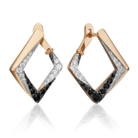 Серьги из комбинированного золота с фианитами