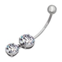 Пирсинг в пупок из серебра с фианитами (SOKOLOV)