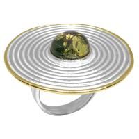 Кольцо из серебра с янтарем и позолотой