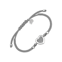 Браслет Святые Петр и Февронья из серой шелковой нити с платинированным серебром