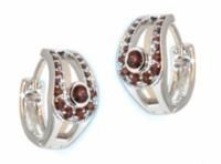 Серьги из серебра с натуральным гранатом