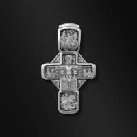 Серебряный православный крест. Распятие Христово с предстоящими.