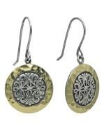 Серьги в этническом стиле из черненого серебра с золотыми вставками